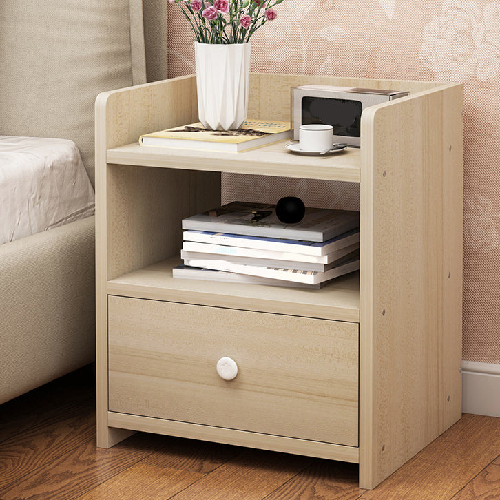 Modern Wood Nightstand 40" Tall Bedside Cabinet with Drawer and Legs