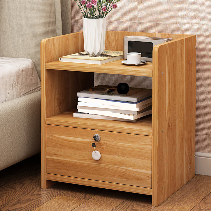 Modern Wood Nightstand 40" Tall Bedside Cabinet with Drawer and Legs