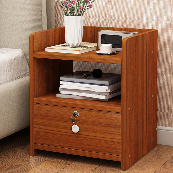 Modern Wood Nightstand 40" Tall Bedside Cabinet with Drawer and Legs