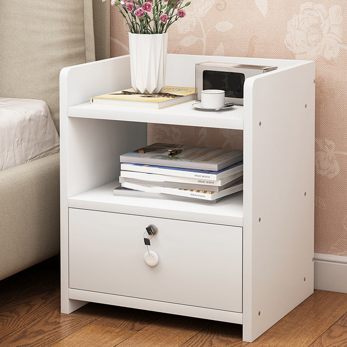 Modern Wood Nightstand 40" Tall Bedside Cabinet with Drawer and Legs