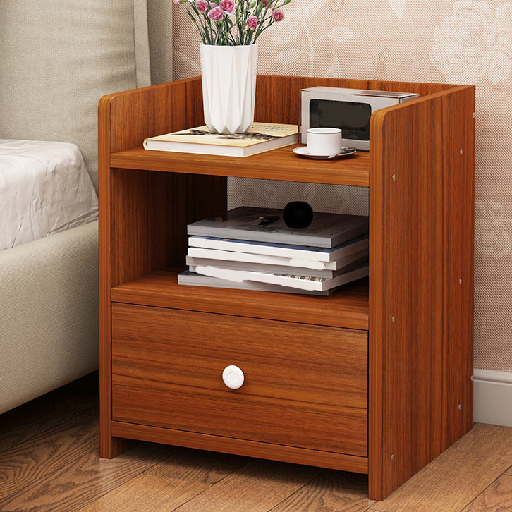 Modern Wood Nightstand 40" Tall Bedside Cabinet with Drawer and Legs