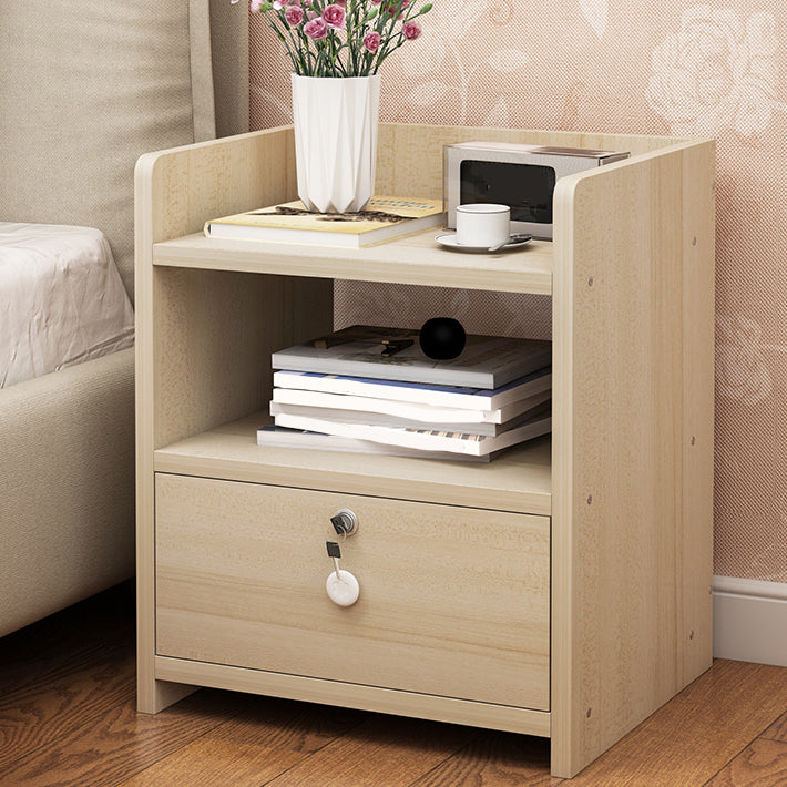 Modern Wood Nightstand 40" Tall Bedside Cabinet with Drawer and Legs