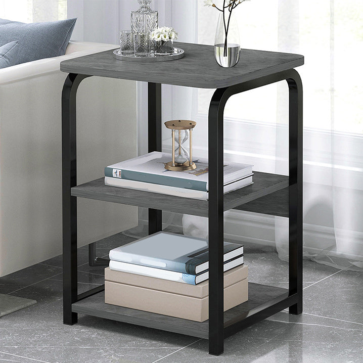 Modern Nightstand with Shelf 12" Wide Metal Night Table with Basket