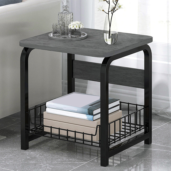 Modern Nightstand with Shelf 12" Wide Metal Night Table with Basket