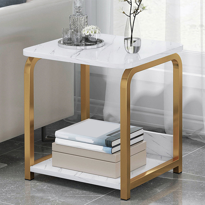 Modern Nightstand with Shelf 12" Wide Metal Night Table with Basket