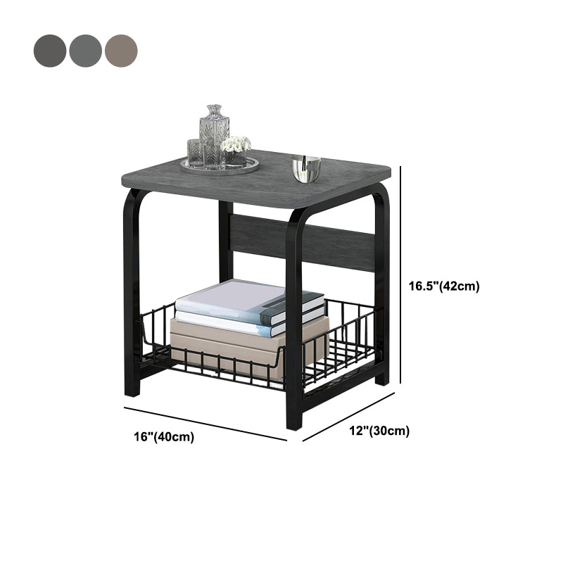 Modern Nightstand with Shelf 12" Wide Metal Night Table with Basket