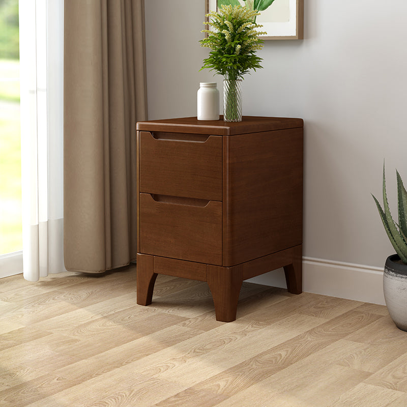 2 Drawer Nightstand with Legs 20" Tall Wood Accent Table Nightstand