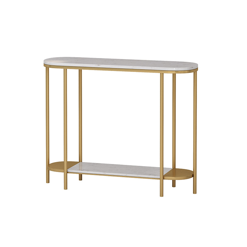 4 Legs Glam Marble/metal Oval Scratch Resistant Console Table