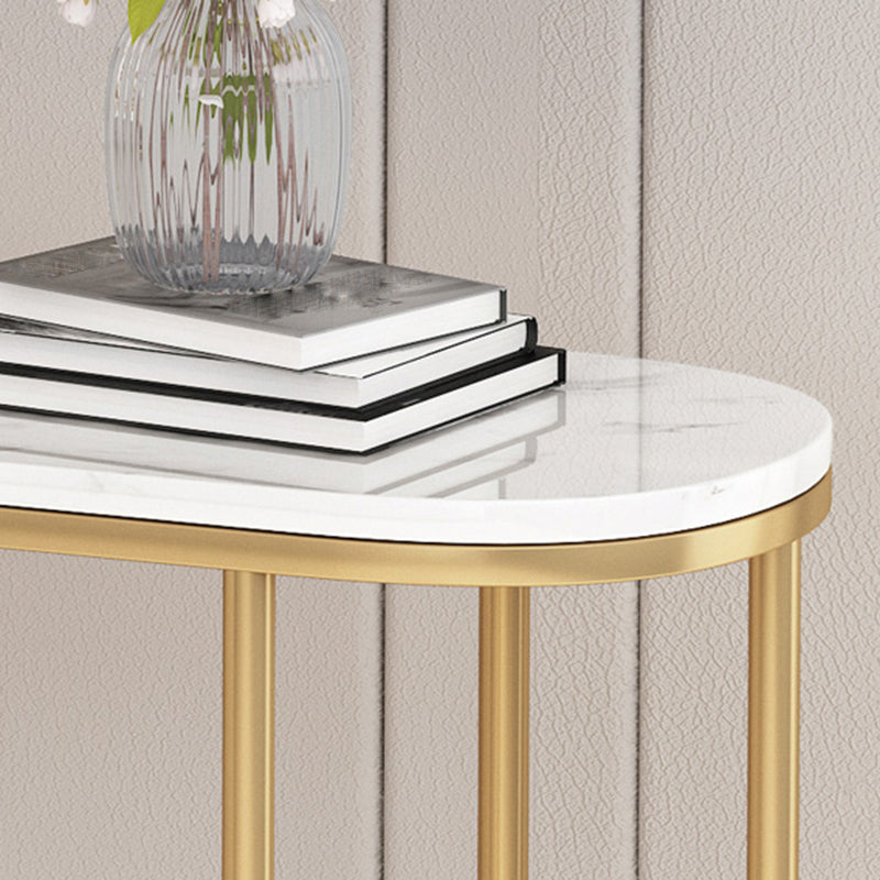 4 Legs Glam Marble/metal Oval Scratch Resistant Console Table