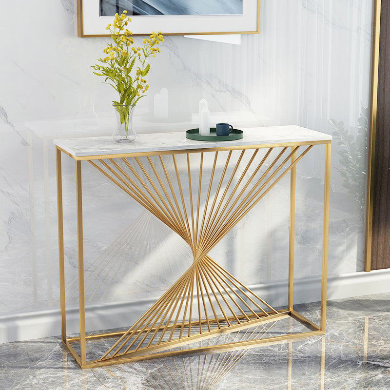 12 inch Wide Glam Console Table in White/Black Abstract Console Table