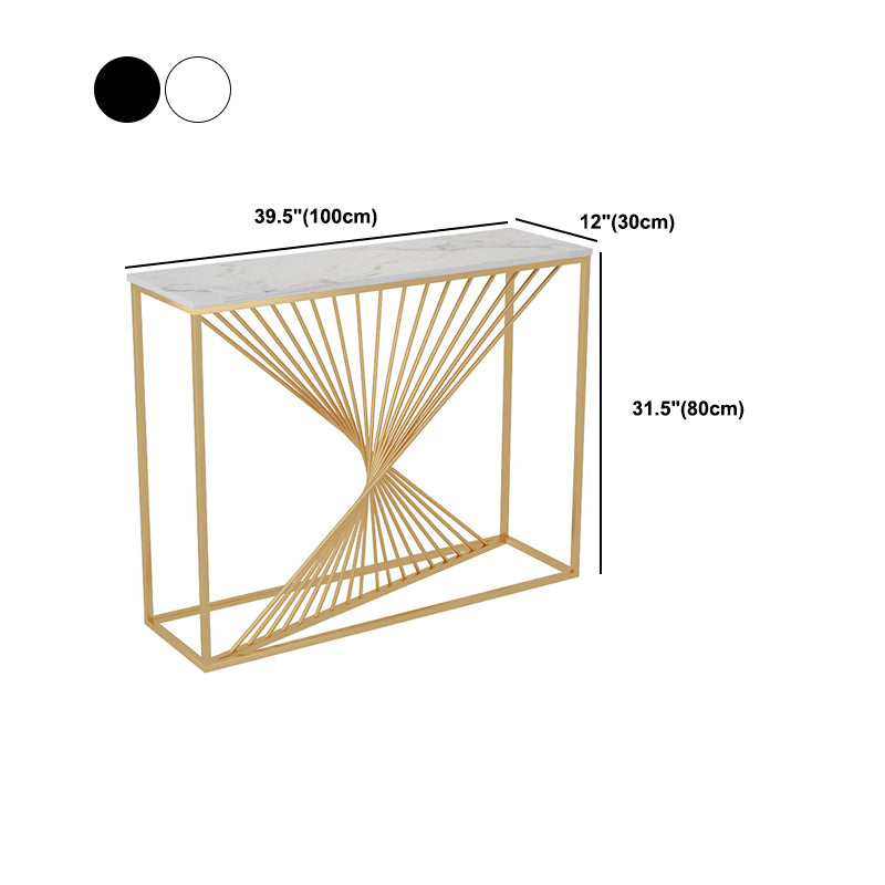 12 inch Wide Glam Console Table in White/Black Abstract Console Table