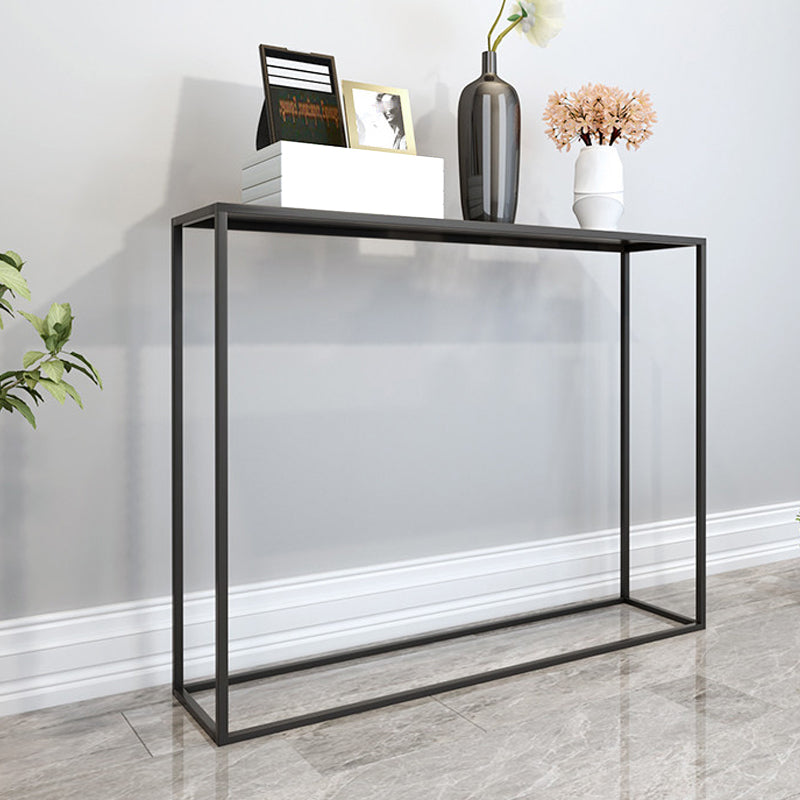 Ironcraft Sofa Console Table, 23.62" Hall Console Accent Table in White/Black