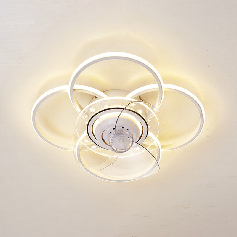 Nordic Style Metal Ceiling Fan Lamp Geometry Shape LED Ceiling Fan Light for Bedroom