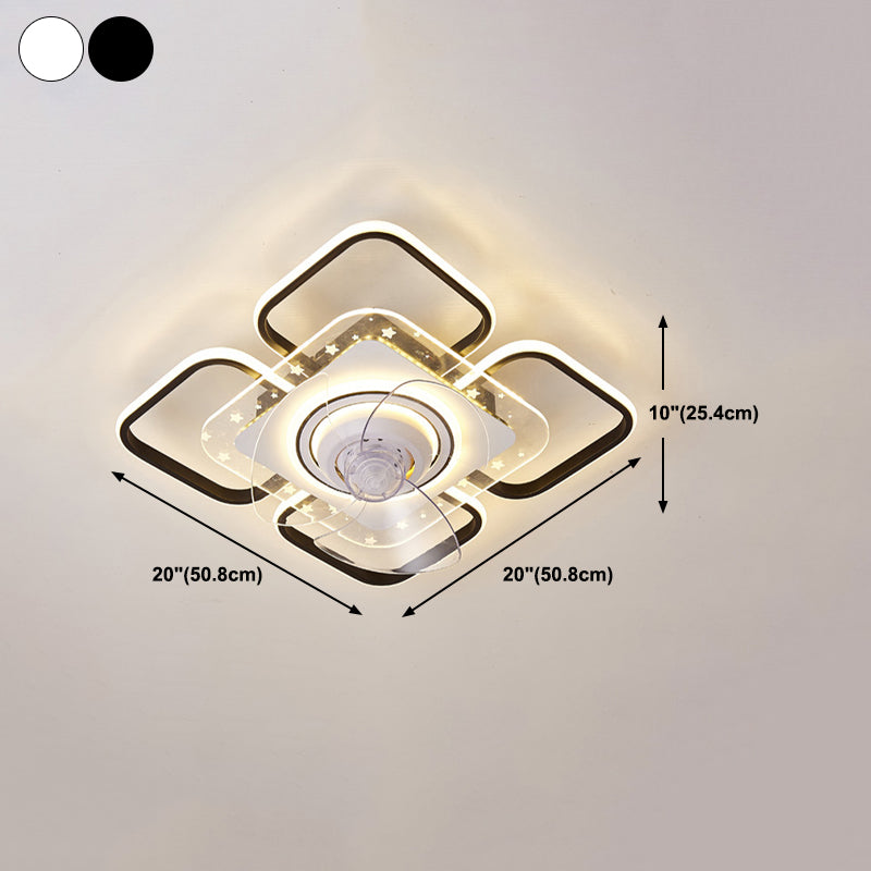 Nordic Style Metal Ceiling Fan Lamp Geometry Shape LED Ceiling Fan Light for Bedroom