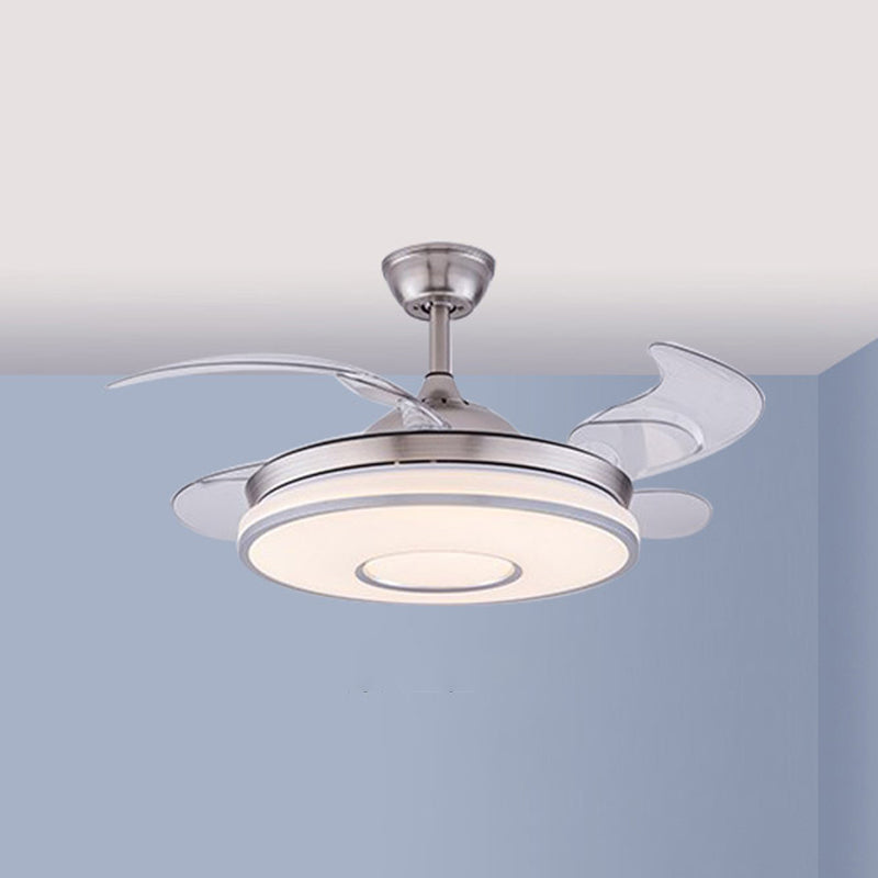 Nordic Style Ceiling Fan Lamp Acrylic Shade Circle Shape Ceiling Fan Light for Bedroom