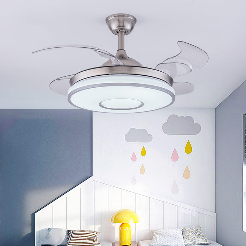 Nordic Style Ceiling Fan Lamp Acrylic Shade Circle Shape Ceiling Fan Light for Bedroom