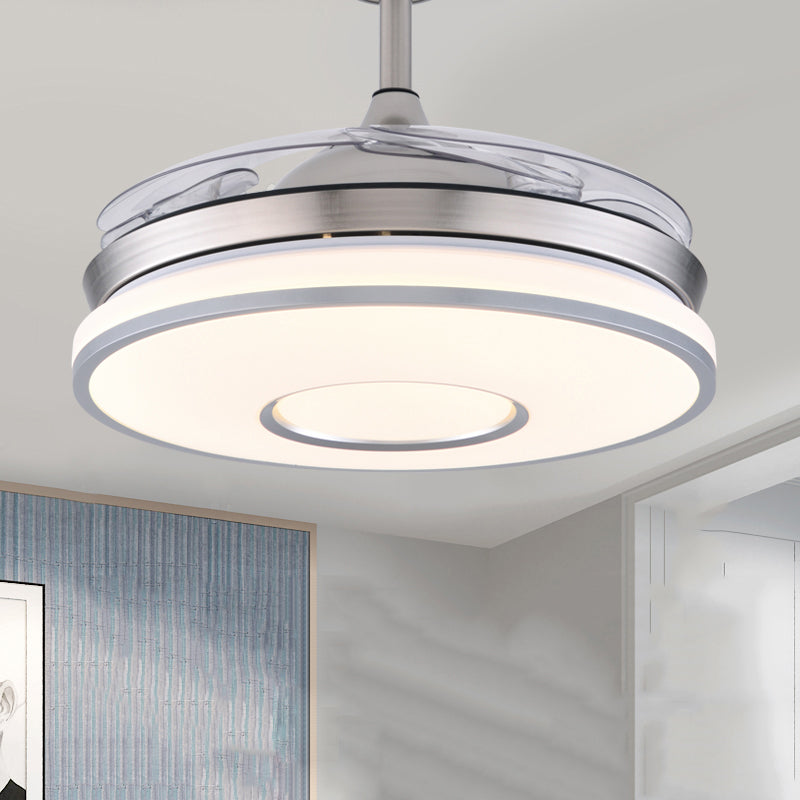 Nordic Style Ceiling Fan Lamp Acrylic Shade Circle Shape Ceiling Fan Light for Bedroom