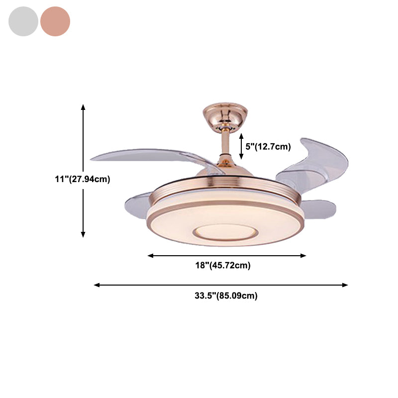 Nordic Style Ceiling Fan Lamp Acrylic Shade Circle Shape Ceiling Fan Light for Bedroom