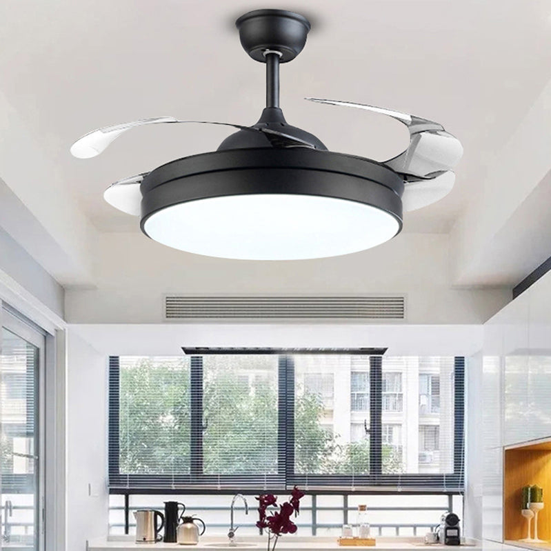 Modern Simple Iron Ceiling Fan Lamp Circle Shape LED Ceiling Fan Light for Bedroom