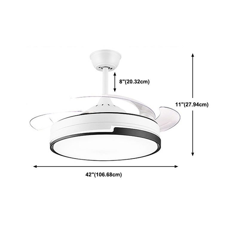 Modern Simple Iron Ceiling Fan Lamp Circle Shape LED Ceiling Fan Light for Bedroom