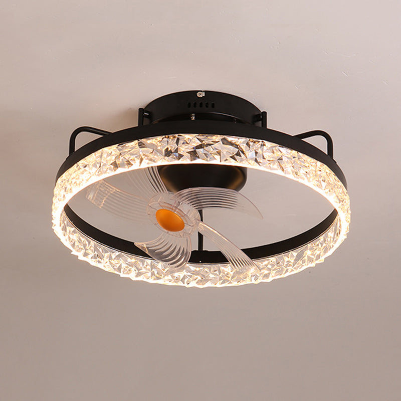 Metal Round Shape Ceiling Fans Light Modern 1-Light Ceiling Fan Light