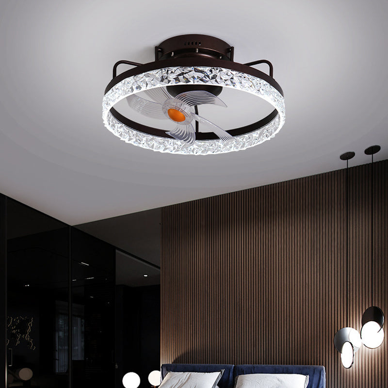 Metal Round Shape Ceiling Fans Light Modern 1-Light Ceiling Fan Light