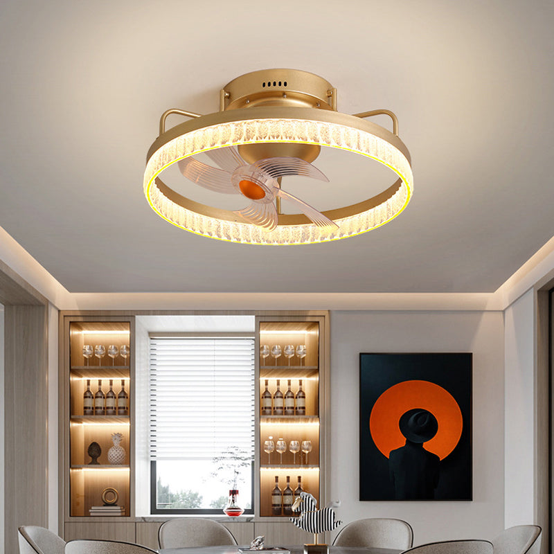 Metal Round Shape Ceiling Fans Light Modern 1-Light Ceiling Fan Light