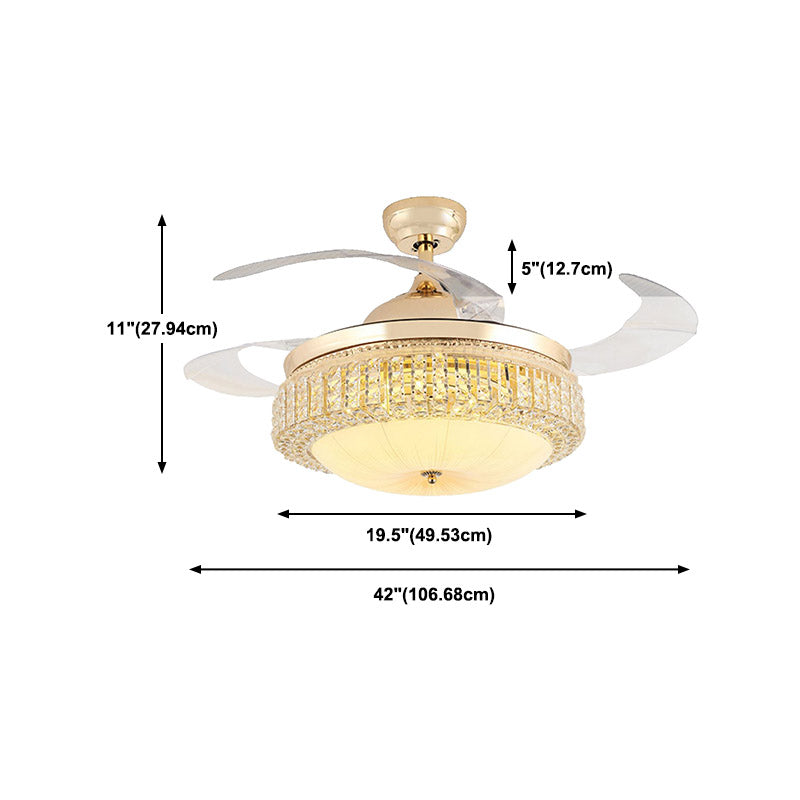 Nordic Style Ceiling Fan Lamp Circle Shape Ceiling Fan Light with Crystal for Bedroom