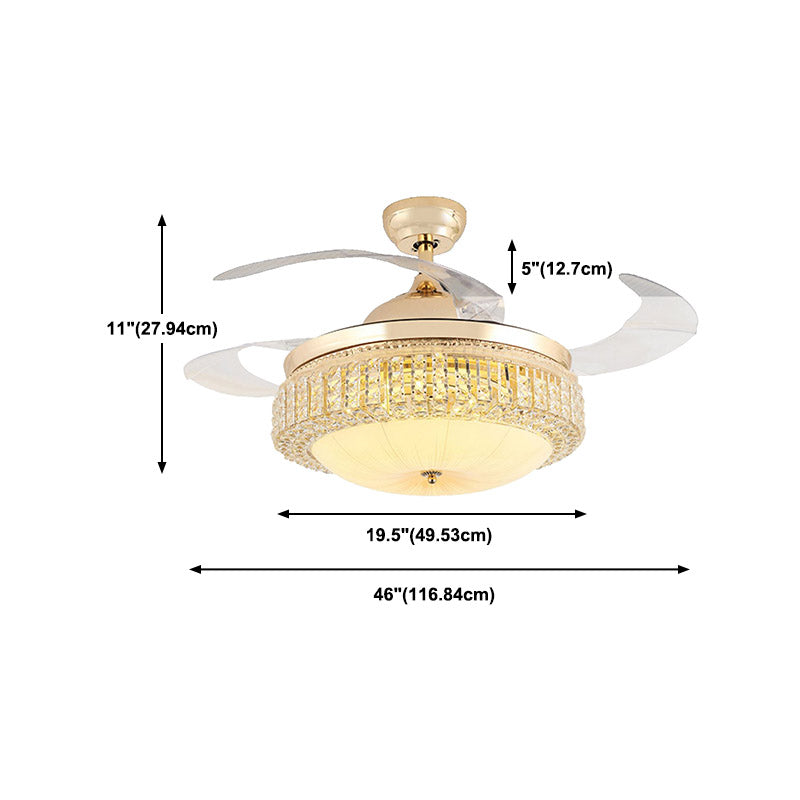 Nordic Style Ceiling Fan Lamp Circle Shape Ceiling Fan Light with Crystal for Bedroom