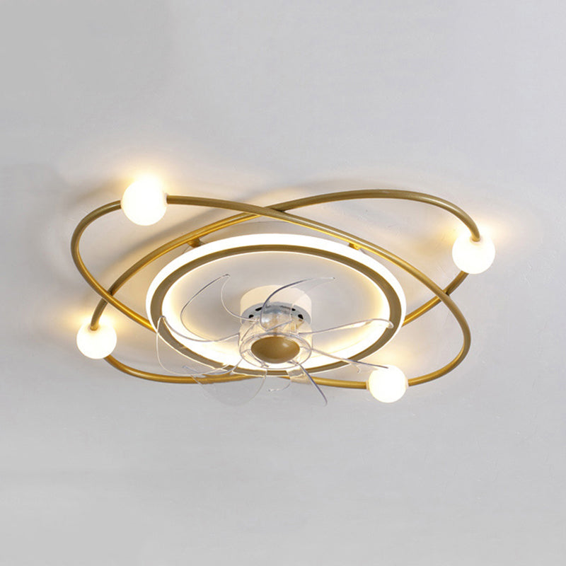 Metal Geometric Shape Ceiling Fans Light Modern Multi-Lights Ceiling Fan Light