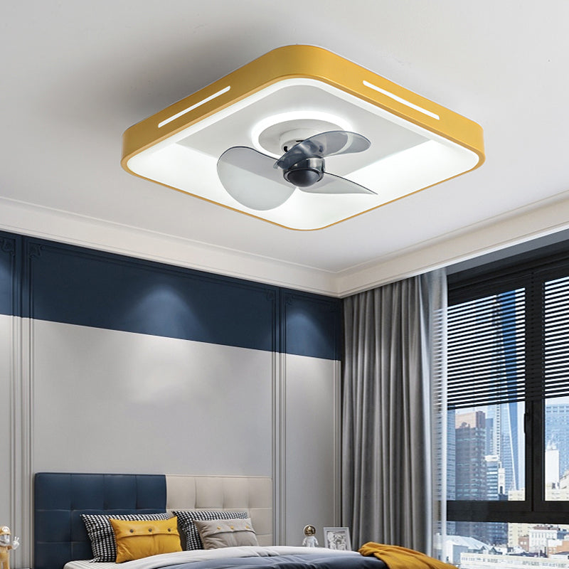 Nordic Style Ceiling Fan Lamp Geometry Shape Acrylic Shade Ceiling Fan Light for Bedroom