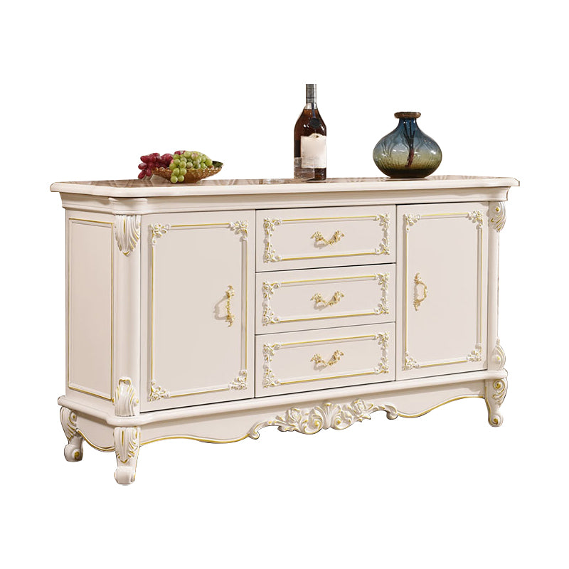 Glam Sideboard in White Solid Wood with 2-door for Living Room