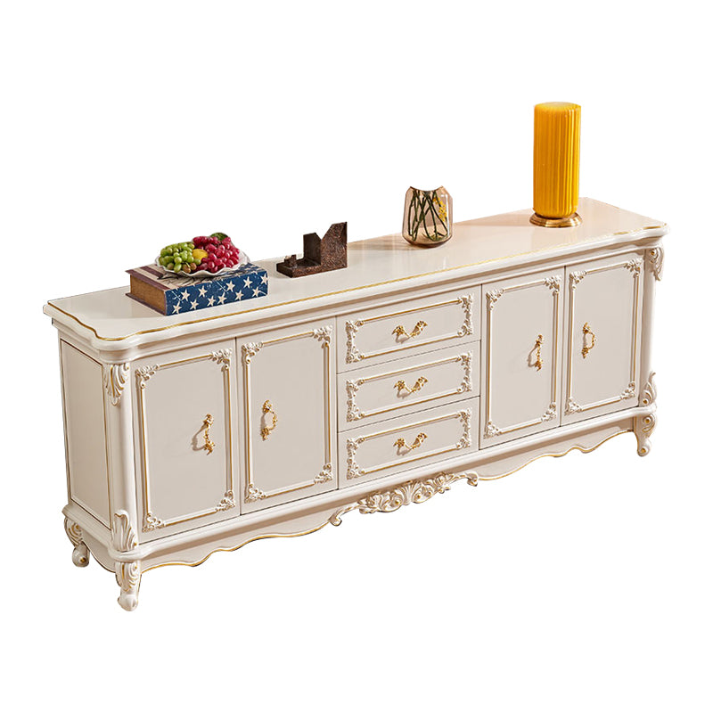 Glam Sideboard in White Solid Wood with 2-door for Living Room