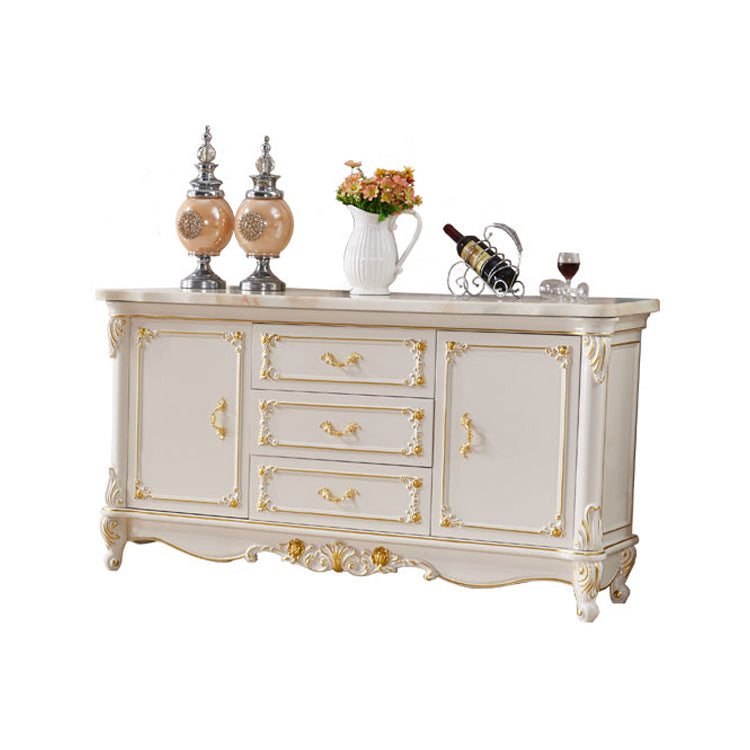 Glam Sideboard in White Solid Wood with 2-door for Living Room