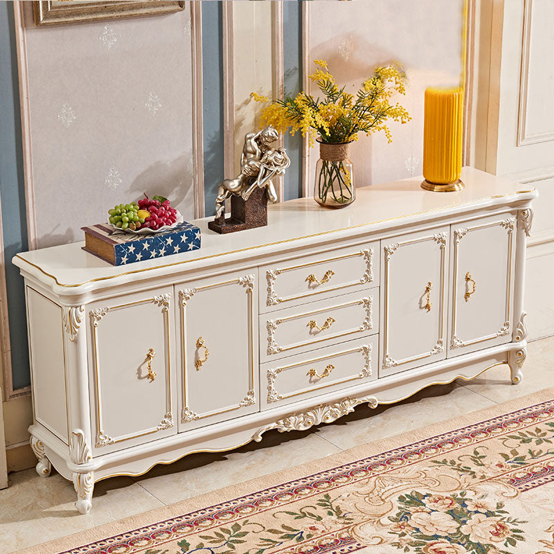 Glam Sideboard in White Solid Wood with 2-door for Living Room