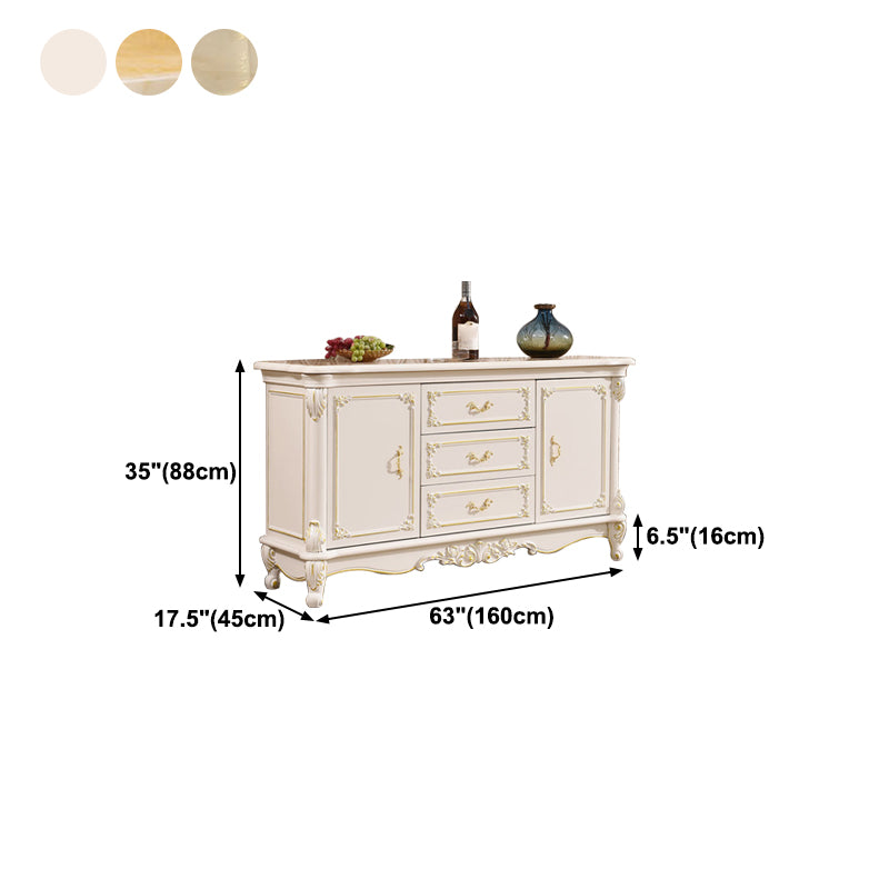 Glam Sideboard in White Solid Wood with 2-door for Living Room