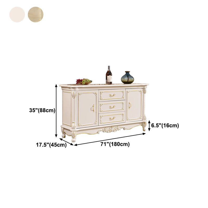 Glam Sideboard in White Solid Wood with 2-door for Living Room