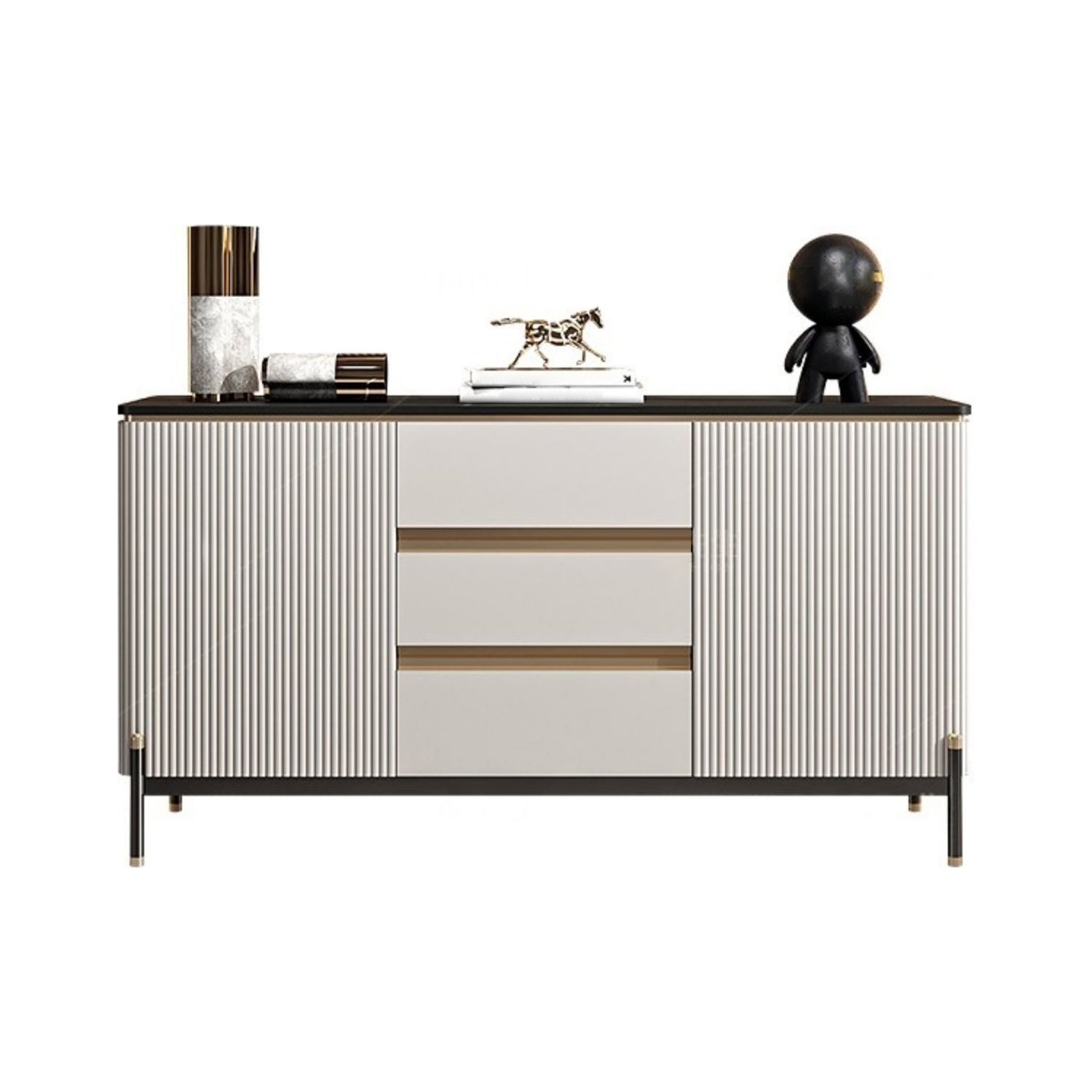 Glam Sideboard Stone Top Sideboard with Door and Drawer for Living Room