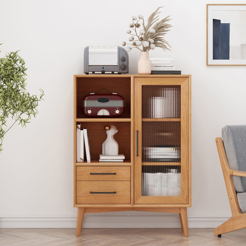 Contemporary Pine Solid Wood Sideboard 2 Drawer Side Board for Dining Room