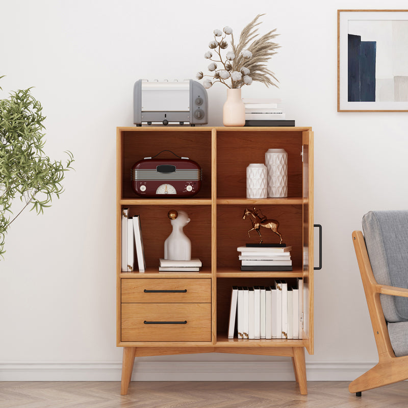 Contemporary Pine Solid Wood Sideboard 2 Drawer Side Board for Dining Room