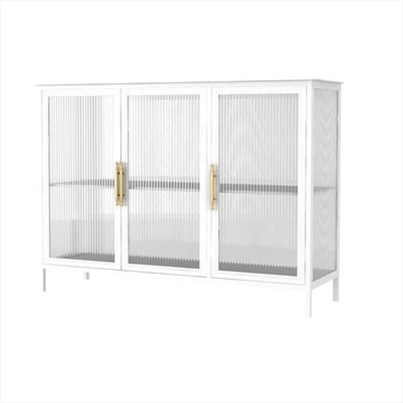 Glam Iron Dining Server Glass Doors Cabinets Sideboard for Restaurant