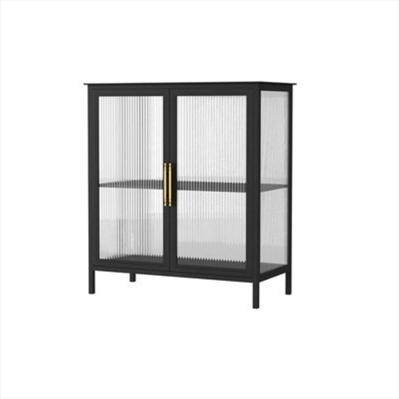 Glam Iron Dining Server Glass Doors Cabinets Sideboard for Restaurant