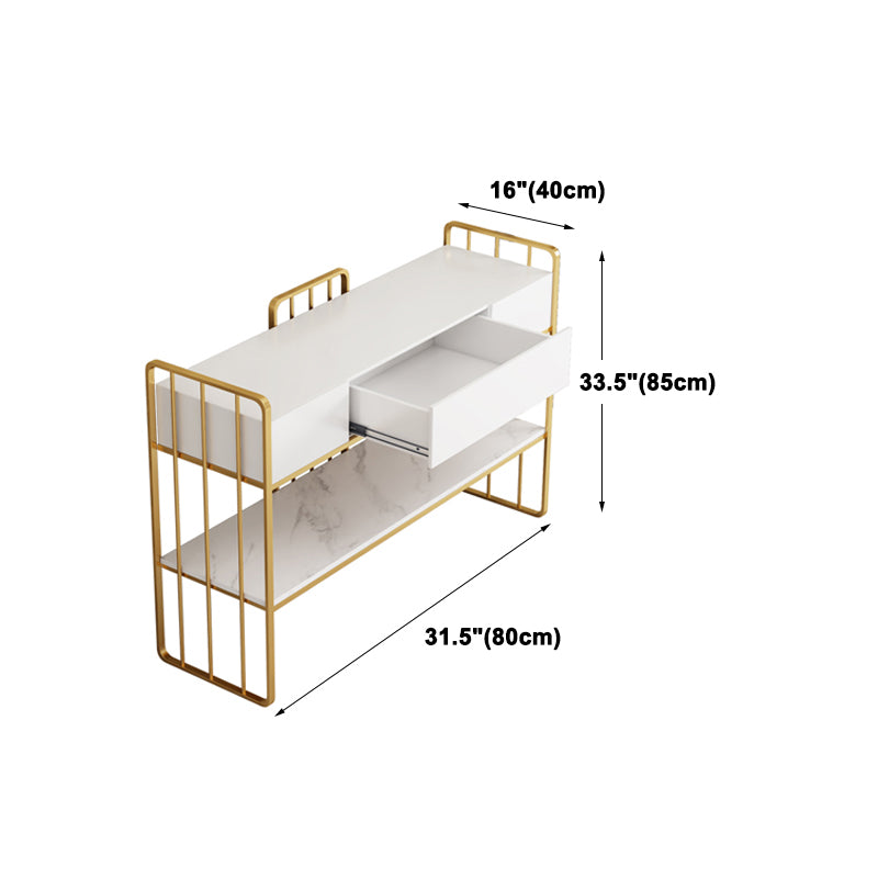 Metal Dining Room Sideboard Cabinet Glam Buffet Server Cabinet with Open Storage