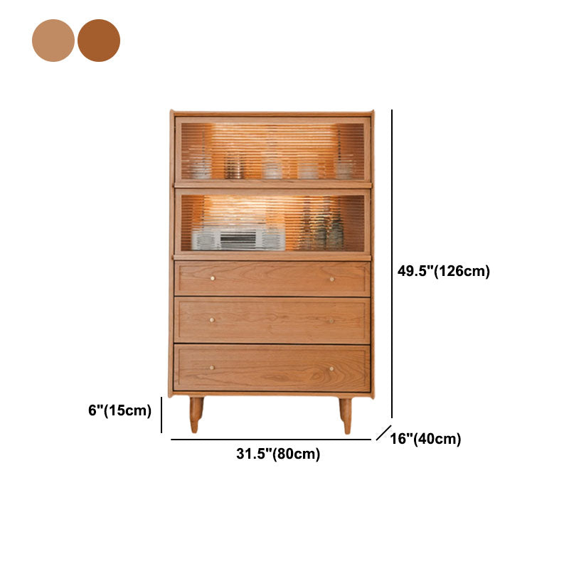 Glass Doors Kitchen Buffet Server Modern 49.5"H Sideboard Cabinet with Drawers and Storage