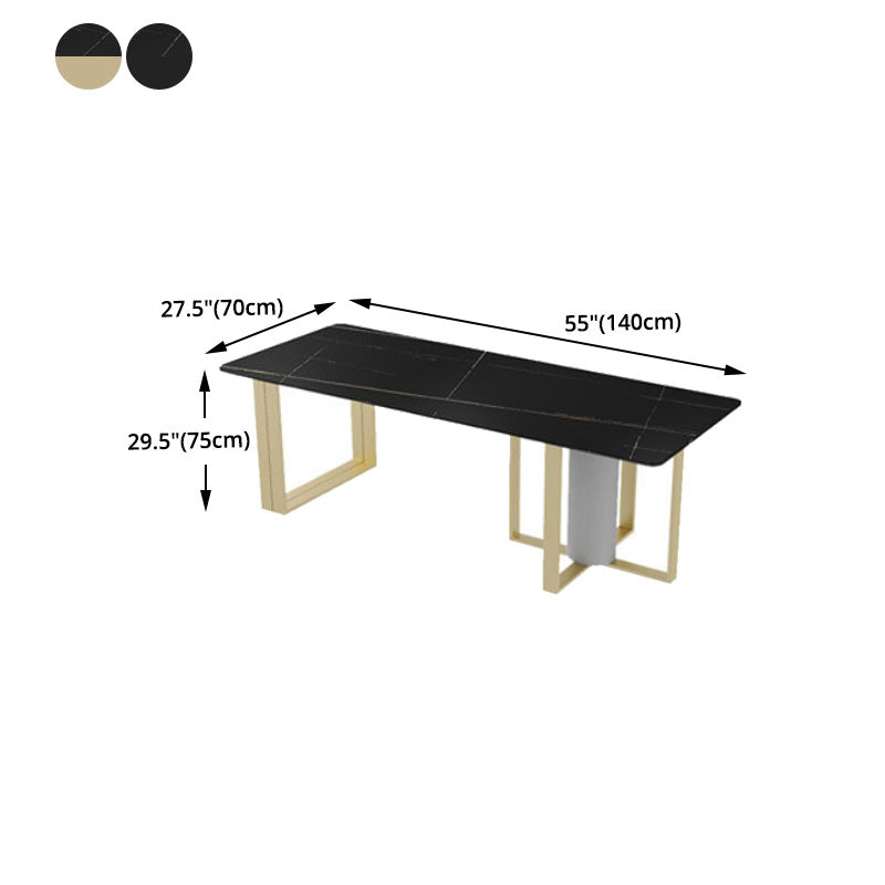 Industrial Style Rectangular Writing Desk Stone Top Office Desk