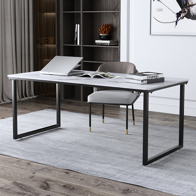 Rectangular Home Office Writing Desk Contemporary Style Stone Office Desk