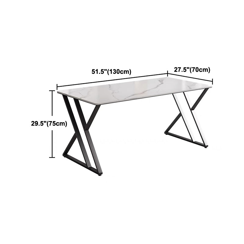 Contemporary Style Rectangular Writing Desk Stone Office Desk with Sled Base