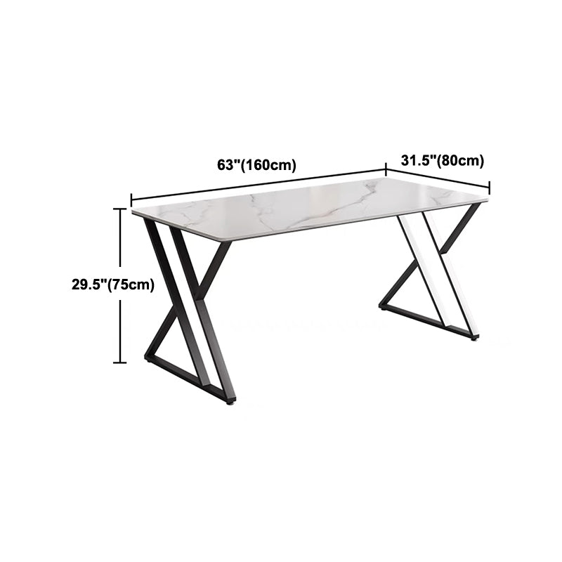 Contemporary Style Rectangular Writing Desk Stone Office Desk with Sled Base