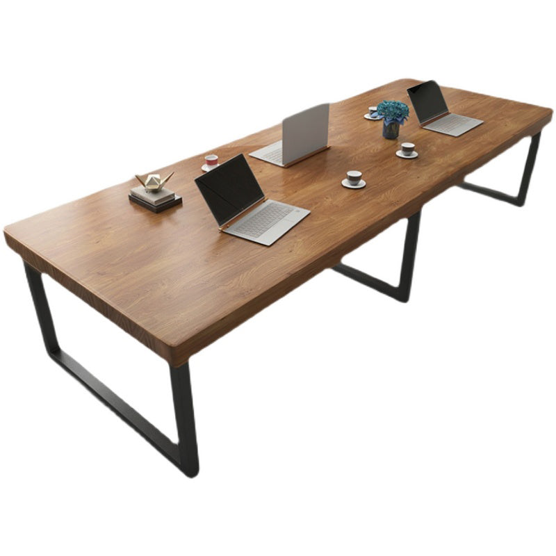 Rectangle Meeting Table Industrial Office Desk with Metal Base