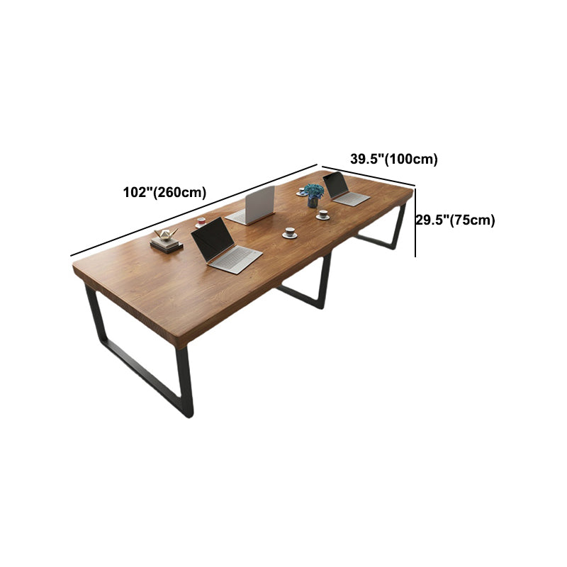 Rectangle Meeting Table Industrial Office Desk with Metal Base